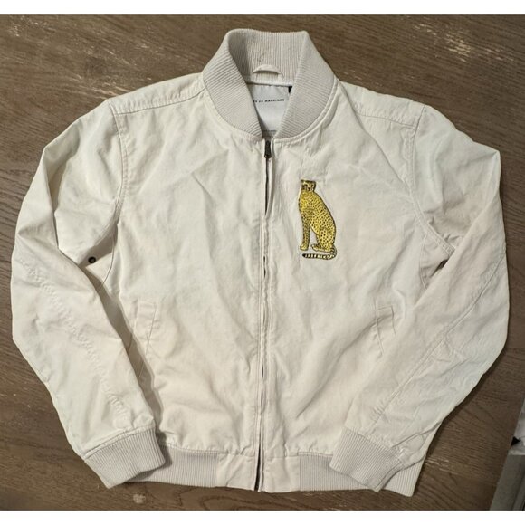 deus ex machina Other - DEUS EX MACHINA GARTH BOMBER JACKET Sz XL Jaguar Patch Full Zip White